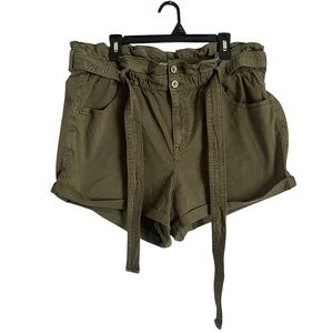 Torrid Self Tie Paperbag Waist Short Short Twill Olive Green Sz 20